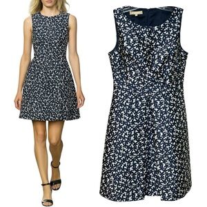 Michael Kors Collection, Women’s Fit & Flare Dress, Floral - Indigo/White Size 6